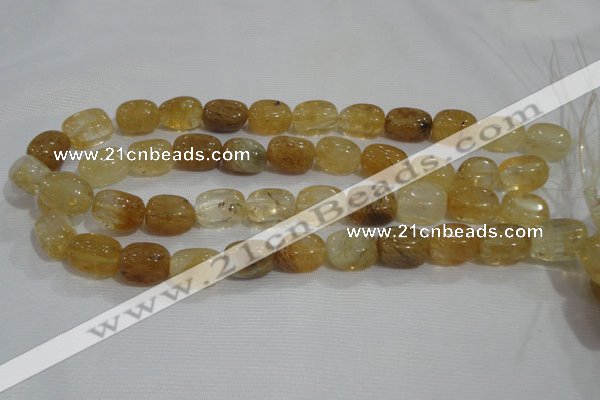 CNG782 15.5 inches 13*18mm nuggets golden rutilated quartz glass beads