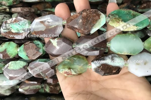 CNG7832 20*28mm - 25*35mm faceted freeform Australia chrysoprase beads