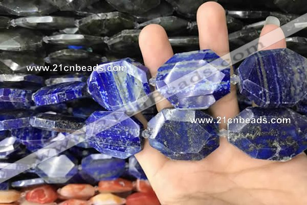 CNG7836 22*30mm - 28*35mm faceted freeform lapis lazuli beads