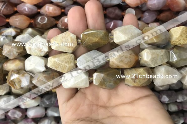 CNG7843 12*16mm - 15*25mm faceted nuggets fossil coral beads