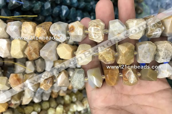 CNG7844 12*16mm - 15*20mm faceted nuggets fossil coral beads