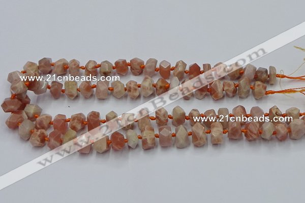 CNG7853 15.5 inches 6*10mm - 8*12mm faceted nuggets sunstone beads