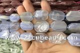 CNG7862 13*18mm - 18*25mm faceted freeform blue chalcedony beads