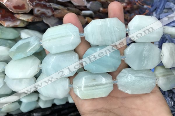 CNG7872 22*30mm - 28*35mm faceted freeform amazonite beads