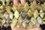 CNG7876 13*20mm - 15*25mm faceted freeform yellow opal beads