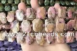 CNG7888 13*18mm - 15*25mm faceted freeform rhodonite beads