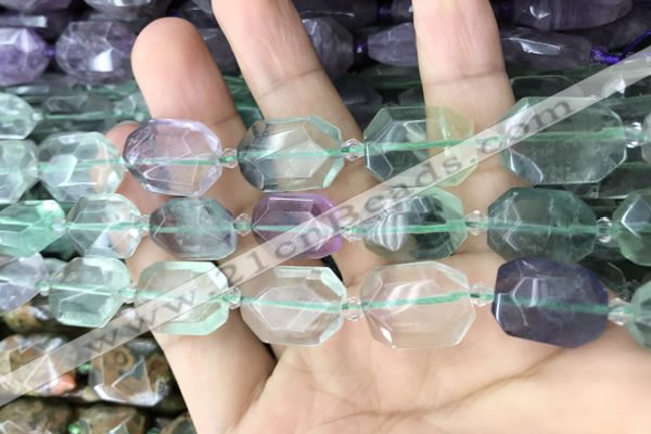 CNG7890 13*18mm - 18*25mm faceted freeform fluorite beads