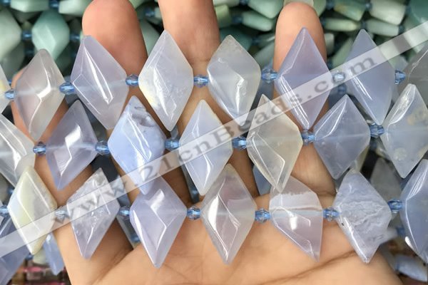 CNG7896 13*20mm - 15*25mm faceted freeform blue chalcedony beads