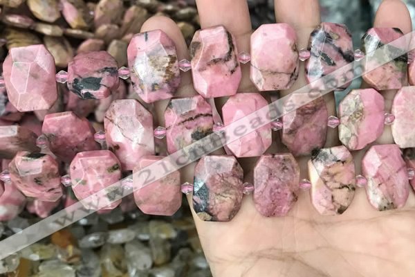 CNG7905 13*18mm - 15*25mm faceted freeform rhodochrosite beads