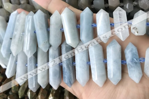 CNG7906 10*25mm - 12*45mm faceted nuggets aquamarine graduated beads