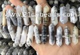 CNG7907 10*25mm - 12*45mm faceted nuggets white opal graduated beads