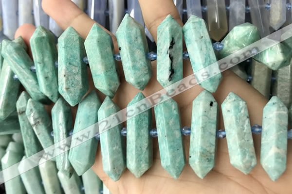 CNG7927 15.5 inches 10*25mm - 12*45mm faceted nuggets amazonite beads