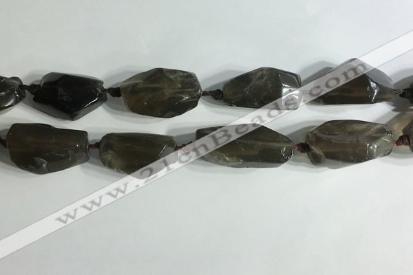 CNG7955 15.5 inches 15*25mm - 20*40mm nuggets smoky quartz beads