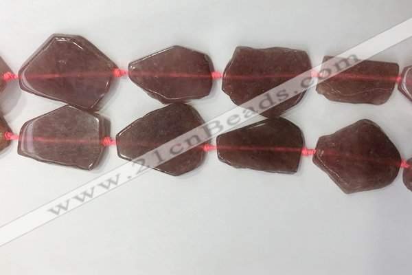 CNG7979 25*30mm - 35*45mm freeform strawberry quartz slab beads