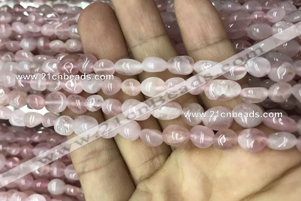 CNG8005 15.5 inches 6*8mm nuggets Madagascar rose quartz beads