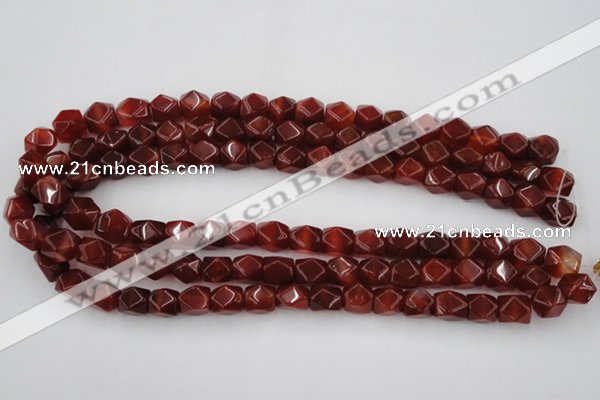 CNG802 15.5 inches 9*12mm faceted nuggets red agate gemstone beads