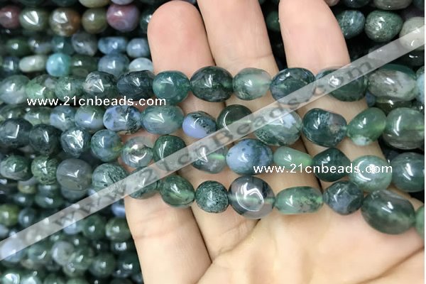 CNG8039 15.5 inches 8*10mm nuggets moss agate beads wholesale