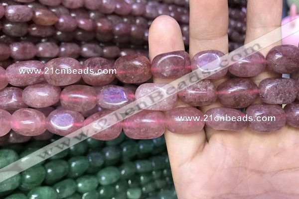 CNG8062 15.5 inches 8*10mm - 10*14mmm nuggets strawberry quartz beads