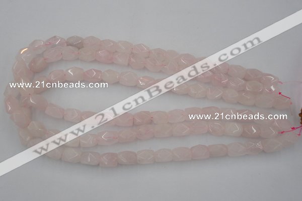 CNG815 15.5 inches 8*12mm faceted nuggets rose quartz beads