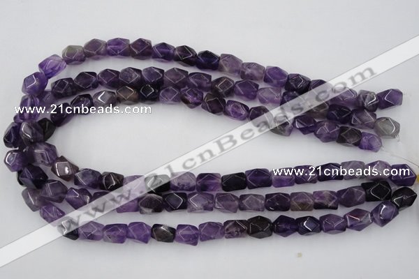 CNG816 15.5 inches 9*12mm faceted nuggets amethyst beads