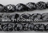 CNG820 15.5 inches 9*12mm faceted nuggets snowflake obsidian beads