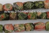 CNG821 15.5 inches 9*12mm faceted nuggets unakite gemstone beads