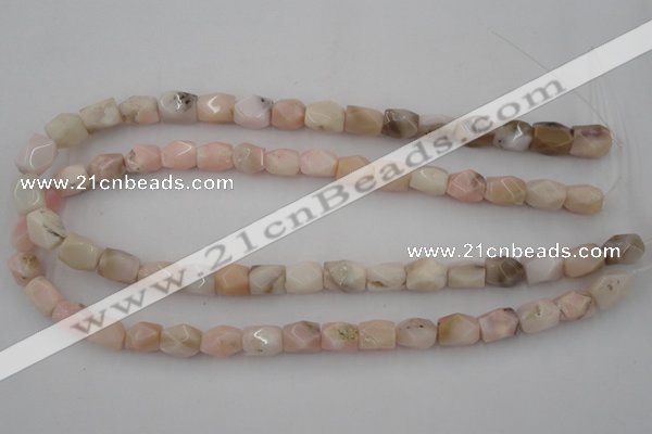 CNG824 15.5 inches 9*12mm faceted nuggets pink opal gemstone beads