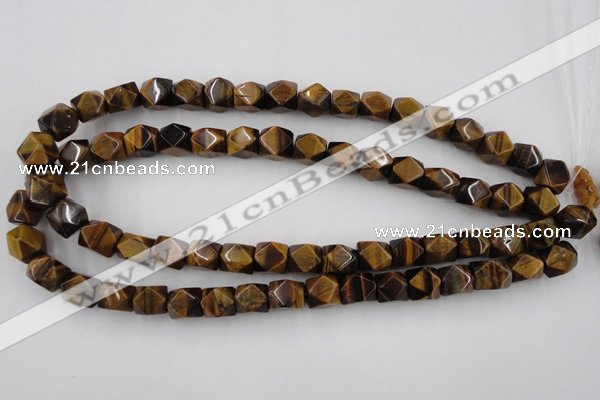 CNG826 15.5 inches 9*12mm faceted nuggets yellow tiger eye beads
