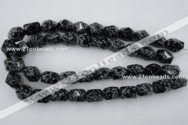 CNG834 15.5 inches 13*18mm faceted nuggets snowflake obsidian beads