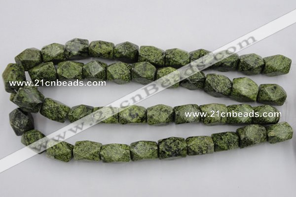CNG835 15.5 inches 13*18mm faceted nuggets green lace gemstone beads