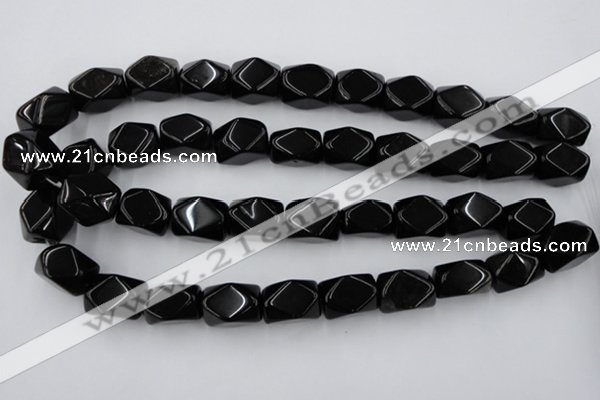 CNG836 15.5 inches 13*18mm faceted nuggets black obsidian beads