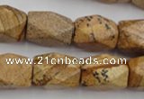 CNG842 15.5 inches 13*18mm faceted nuggets picture jasper beads