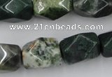 CNG845 15.5 inches 13*18mm faceted nuggets moss agate beads