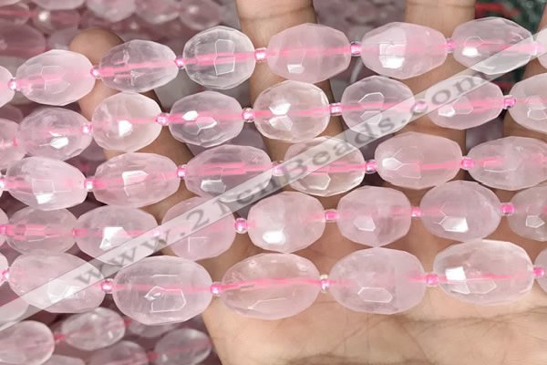 CNG8507 11*15mm - 13*18mm faceted nuggets rose quartz beads