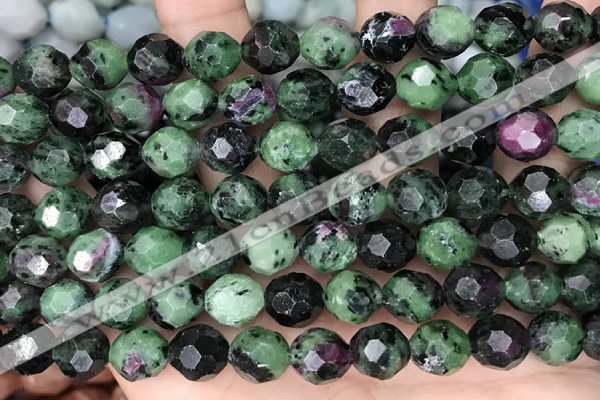 CNG8529 15.5 inches 9*10mm faceted nuggets ruby zoisite beads