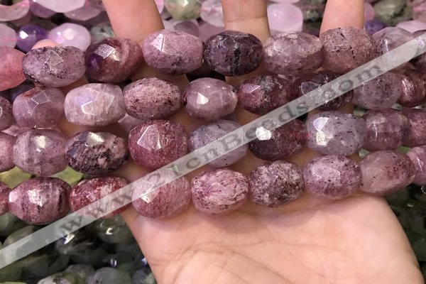 CNG8565 12*16mm - 15*20mm faceted nuggets strawberry quartz beads