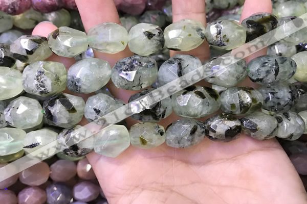 CNG8567 12*16mm - 15*20mm faceted nuggets green rutilated quartz beads