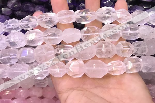 CNG8578 13*18mm - 15*20mm faceted nuggets white crystal beads