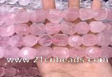 CNG8580 13*18mm - 15*20mm faceted nuggets rose quartz beads