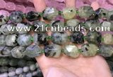 CNG8582 13*18mm - 15*20mm faceted nuggets green rutilated quartz  beads