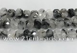 CNG8613 10*13mm - 12*16mm faceted freeform black rutilated quartz beads