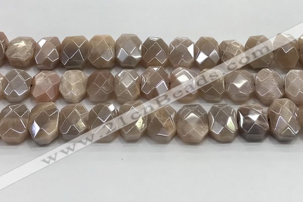 CNG8617 10*13mm - 12*16mm faceted freeform AB-color moonstone beads