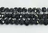 CNG8624 10*13mm - 12*16mm faceted freeform black agate beads