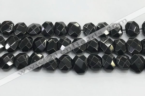 CNG8624 10*13mm - 12*16mm faceted freeform black agate beads