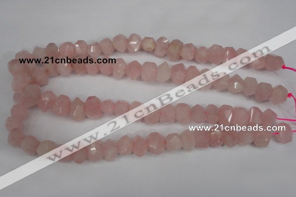 CNG863 15.5 inches 10*14mm faceted nuggets rose quartz beads