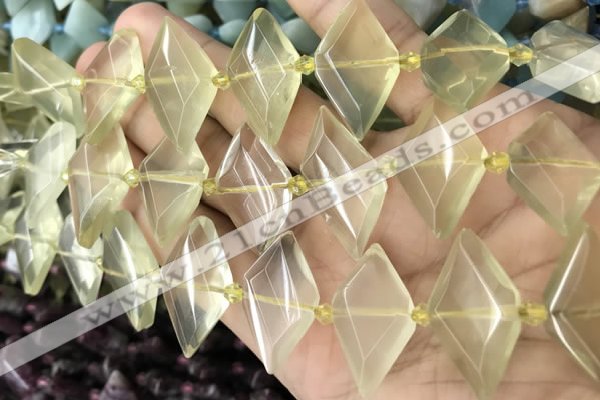 CNG8635 13*20mm - 15*25mm faceted freeform lemon quartz beads