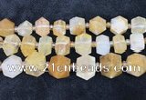 CNG8675 12*20mm - 20*33mm faceted nuggets yellow quartz beads