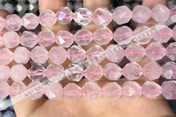 CNG8692 15.5 inches 10mm faceted nuggets rose quartz beads