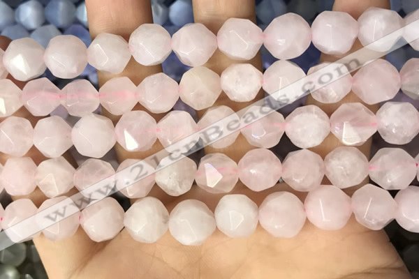 CNG8693 15.5 inches 10mm faceted nuggets rose quartz beads