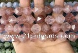 CNG8699 15.5 inches 14mm faceted nuggets strawberry quartz beads